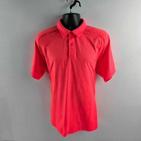 Under Armour Mens Threadborne‎ Outer Glow Golf Polo Shirt xl red 1306115 5368 - Picture 1 of 9